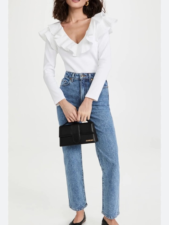 Veronica Beard Tops - Veronica Beard Strata Ruffle V-Neck Top White Long Sleeve Blouse XS quiet luxe